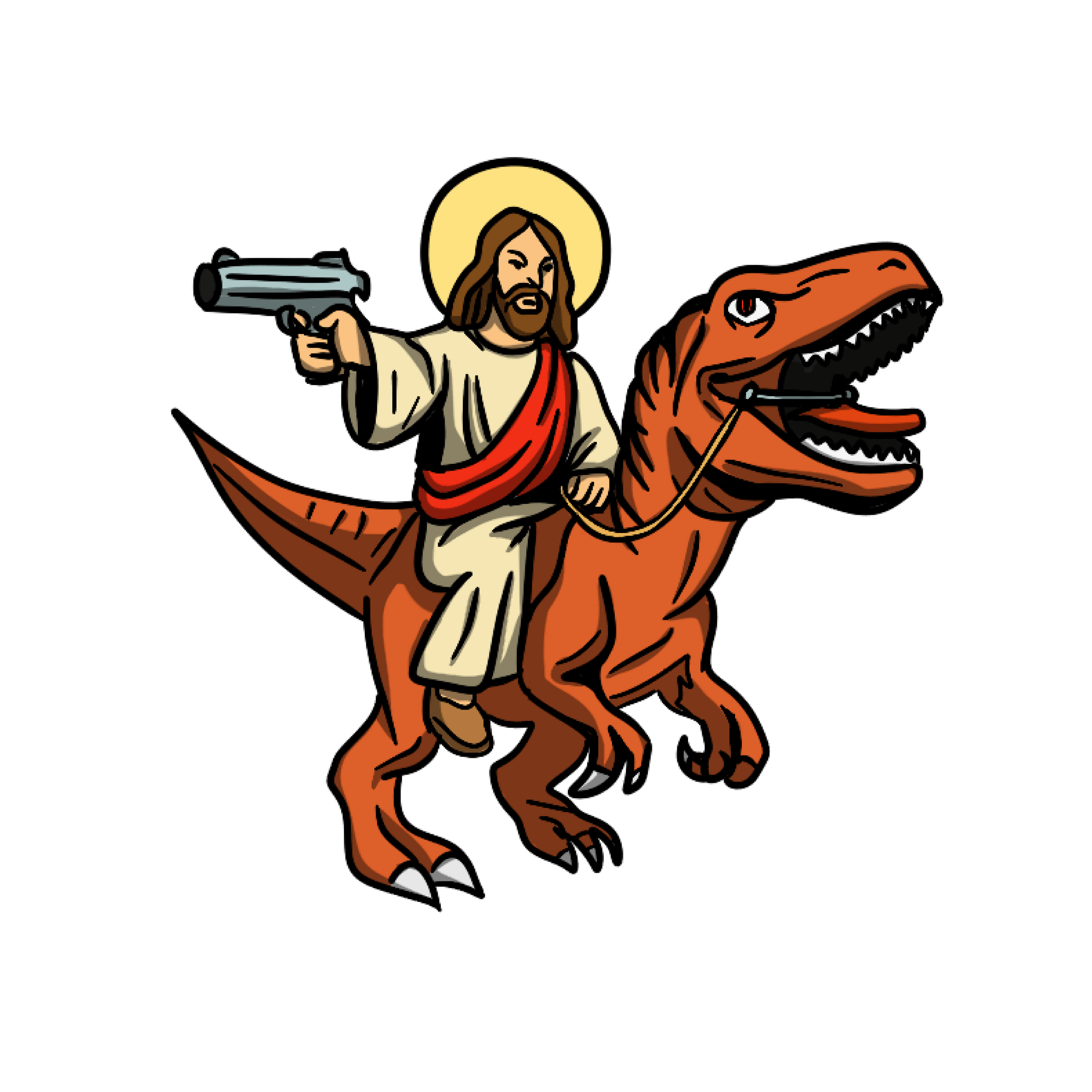Jesus on a Dinosaur Sticker