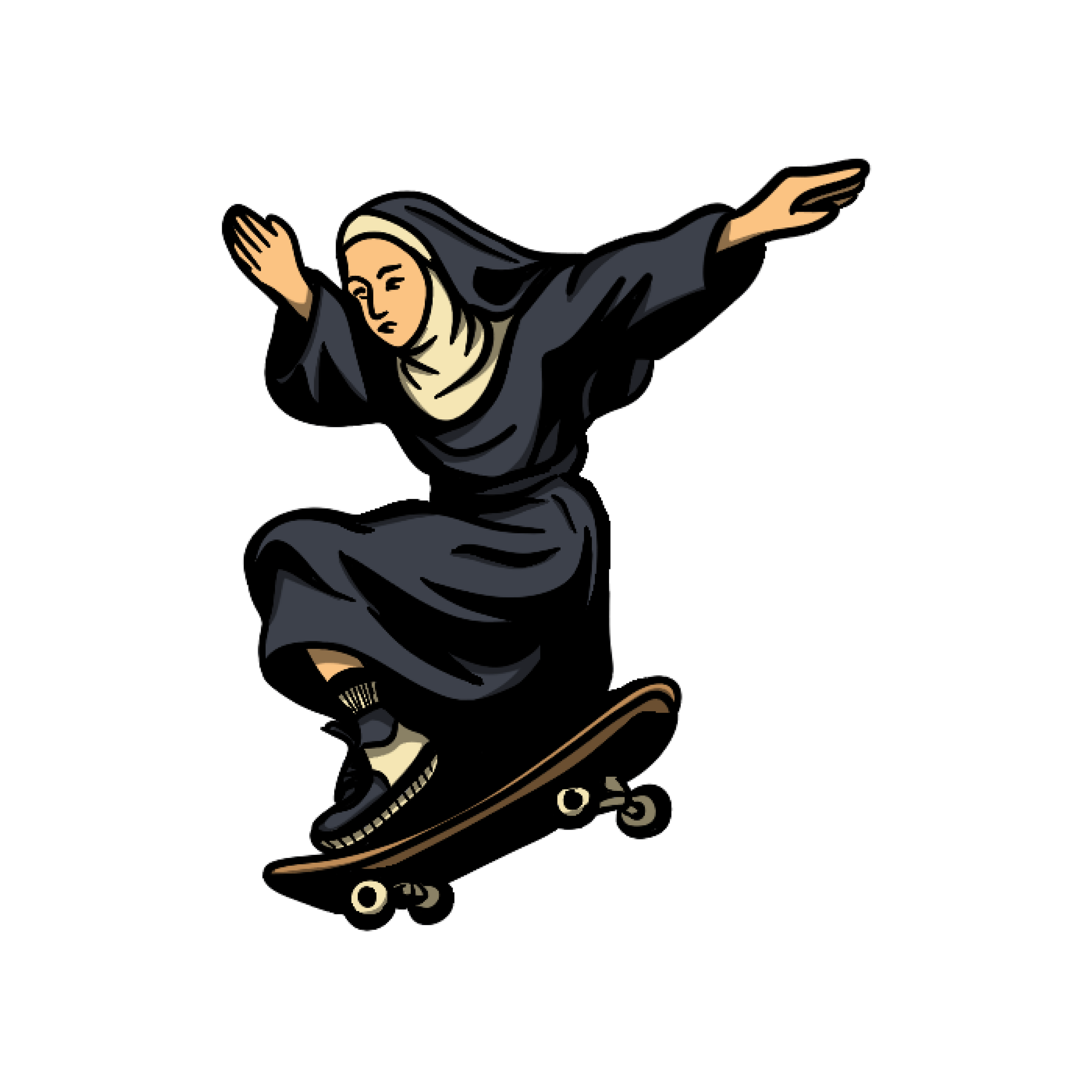 Nun on a Skateboard Sticker
