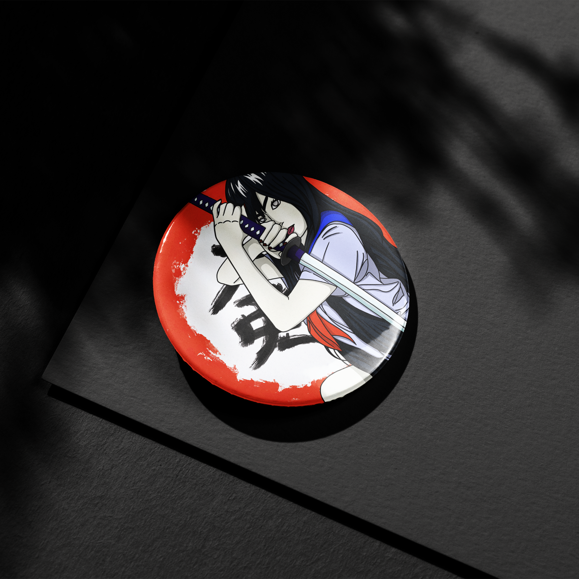 Katana Girl Button Pin