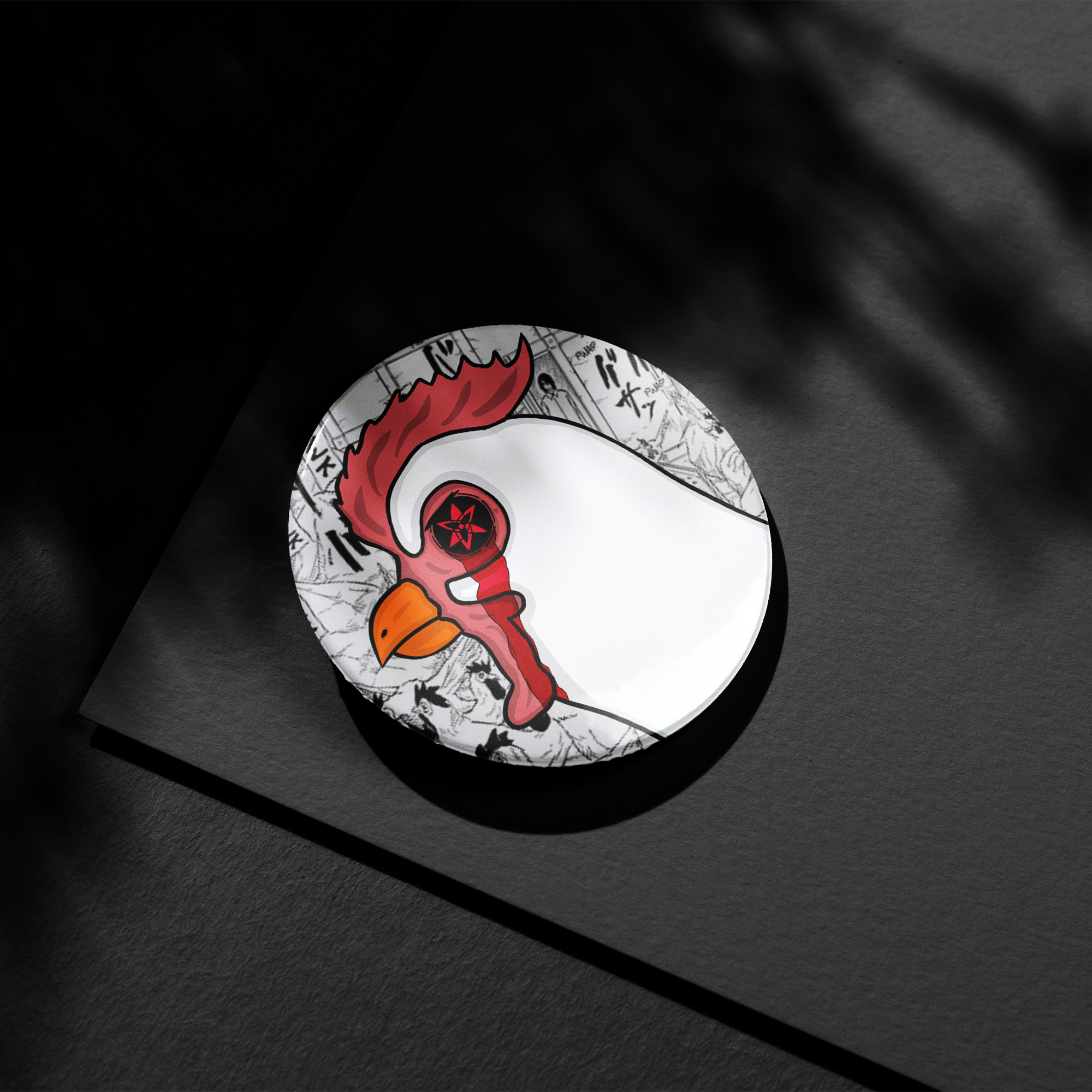 Sharingan Chicken Button Pin