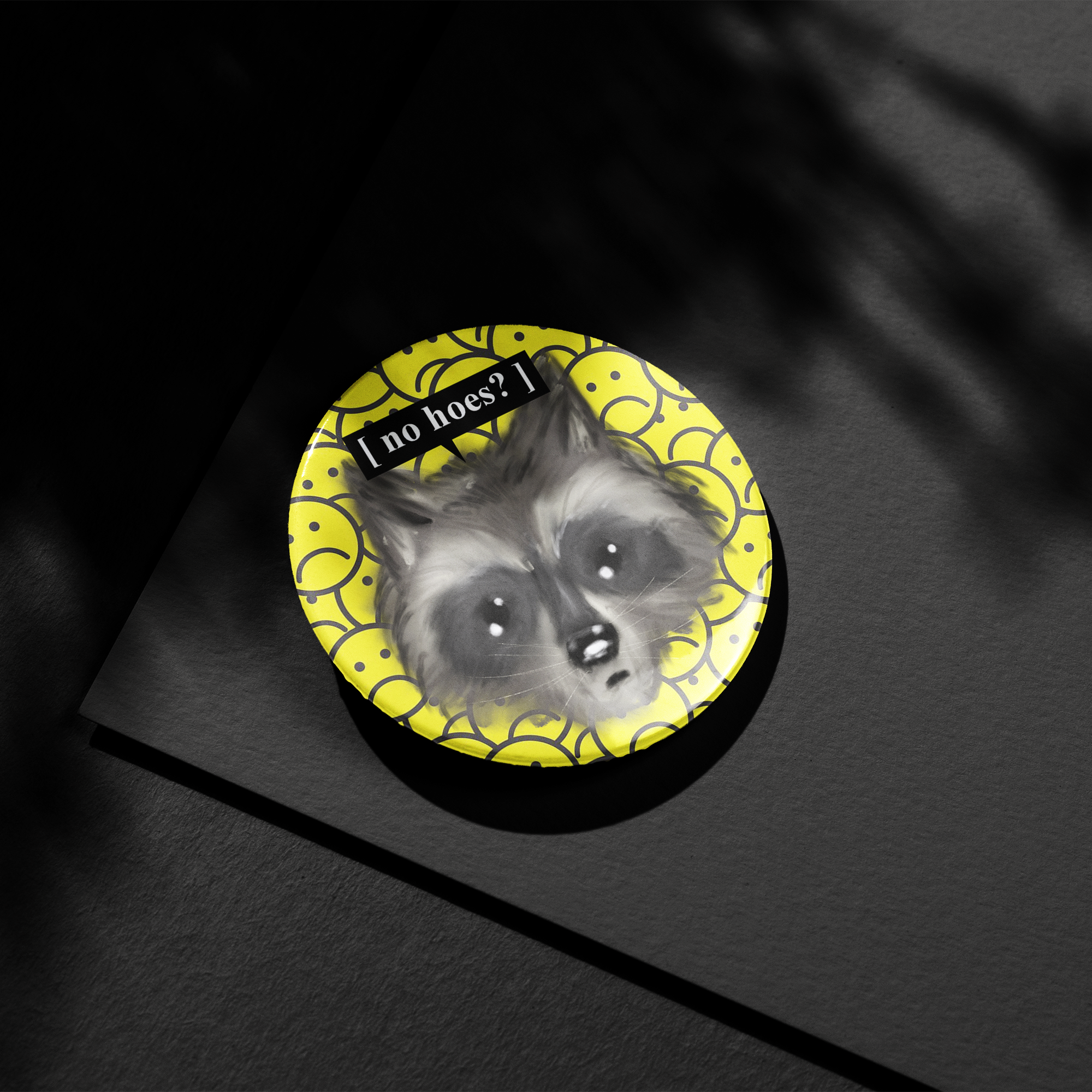 Raccoon "No Hoes" Button Pin
